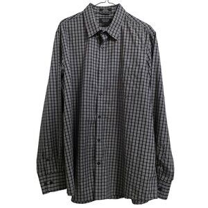 Nordstrom Men's Shop Regular Fit Black & Gray Plaid Cotton Button-down Size XL